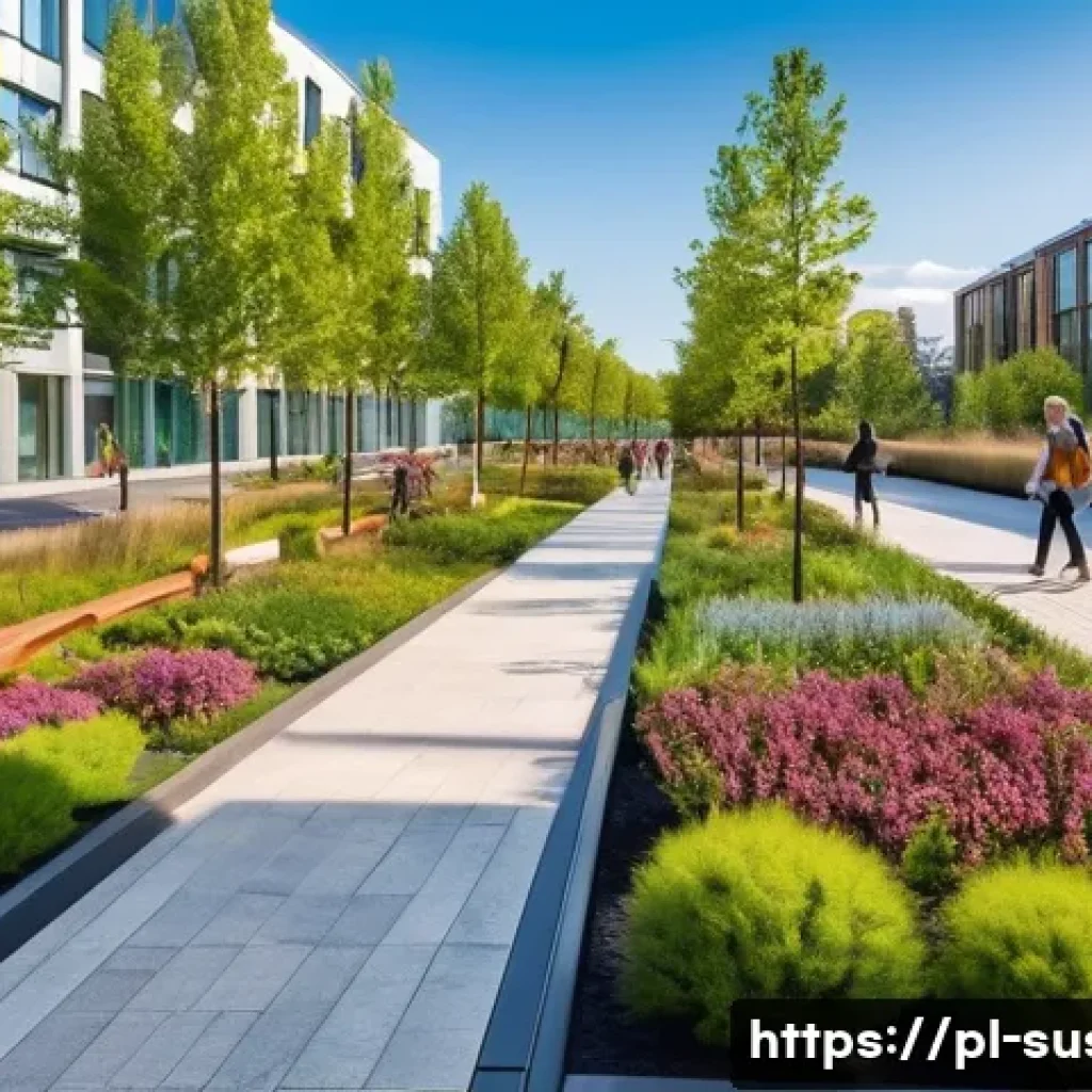 지속가능성과 지속 가능한 도시 개발 - **"A picturesque, vibrant Polish city park seamlessly integrated with modern urban architecture. In ...