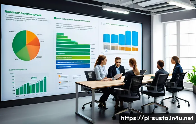 지속가능성 인증 절차 및 과정 - A modern Polish manufacturing company office environment showing a diverse team of employees collabo...