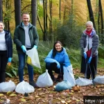 Home 21 지속가능성과 생물다양성 보호 프로젝트 - A vibrant community-led forest cleanup event in a Polish woodland during early autumn, showing diver...